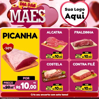 Modelo de Rede Social para Feed Facebook com o tema Dia Das Mães para Açougue