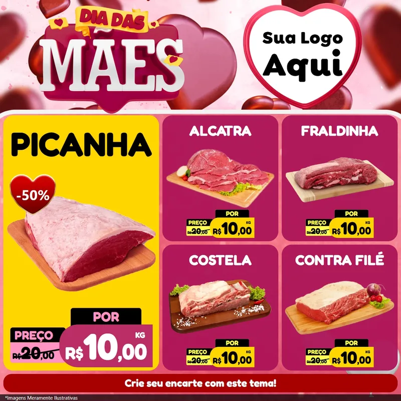 Modelo de Rede Social para Feed Facebook com o tema Dia Das Mães para Açougue