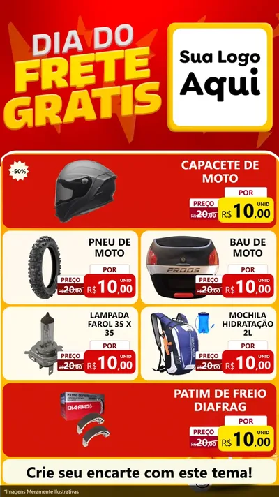Modelo de TV para TV Vertical com o tema Dia do Frete Grátis para Moto peças