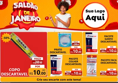 Modelo de Encarte para Encarte A4 Horizontal com o tema Saldão de Janeiro para Embalagens