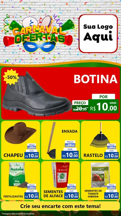 Modelo de Rede Social para Stories com o tema Carnaval de Ofertas para Agropecuária