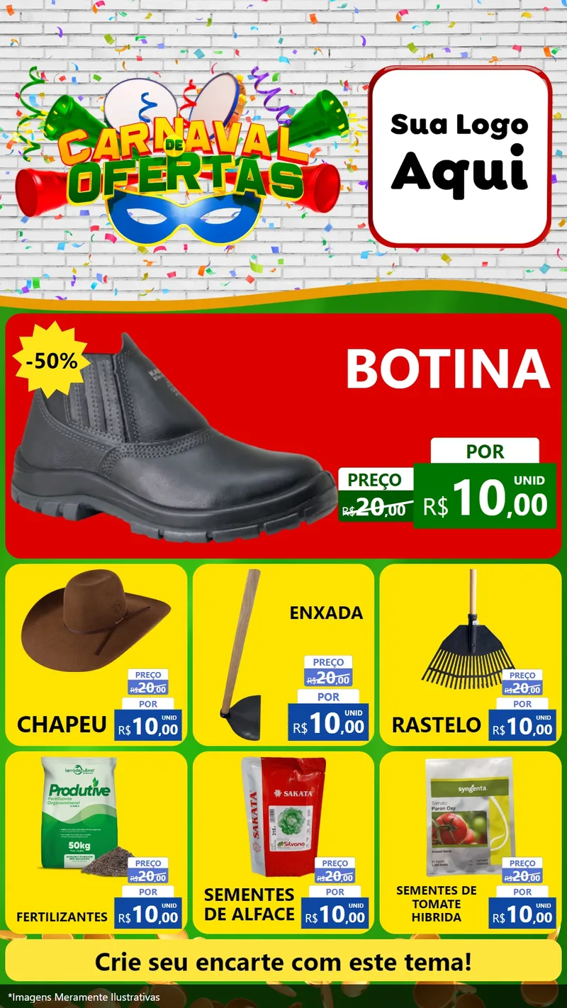 Modelo de Rede Social para Stories com o tema Carnaval de Ofertas para Agropecuária