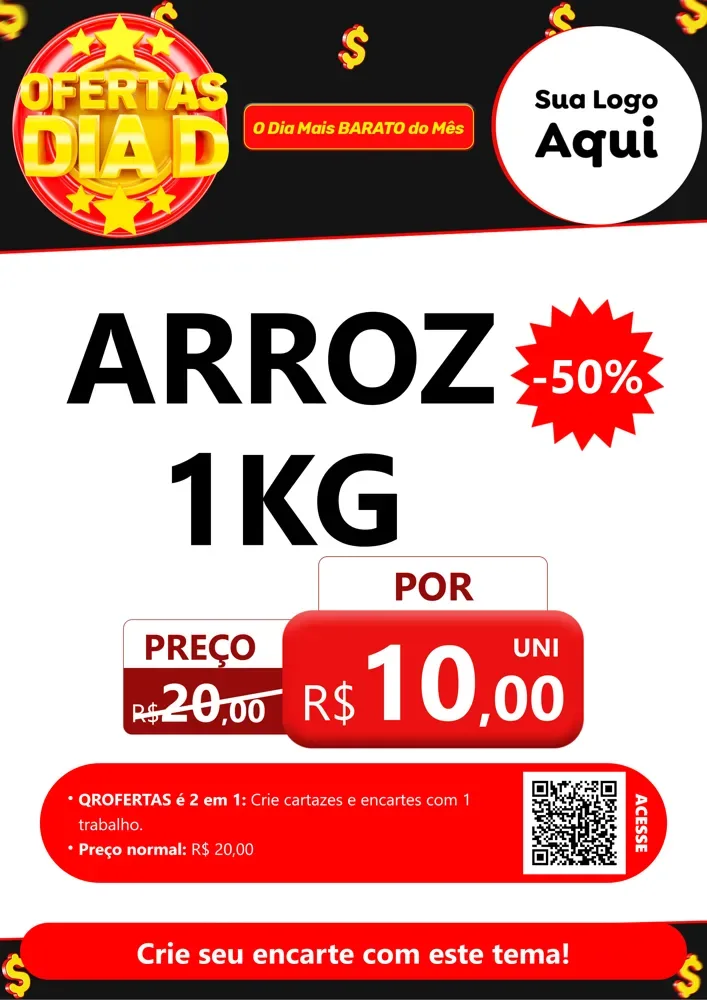 Modelo de Cartaz para Cartaz A4 Vertical com o tema Dia D para Supermercado