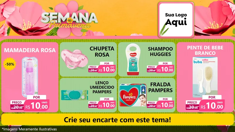Modelo de TV para TV Horizontal com o tema Semana da Primavera para Bebês