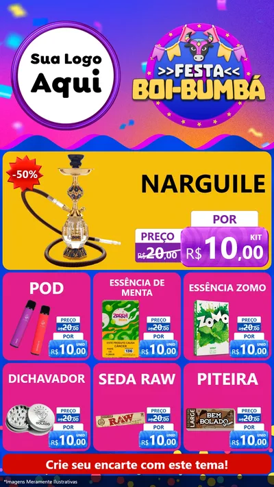 Modelo de Rede Social para Stories com o tema Festa Boi-Bumbá para Tabacaria
