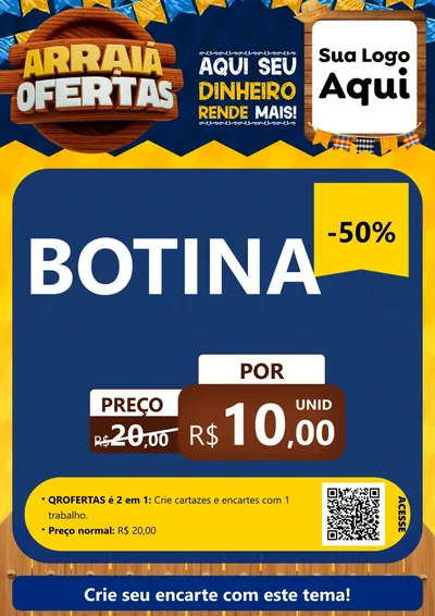 Modelo de Cartaz para Cartaz A4 Vertical com o tema Arraiá de Ofertas - Junina para Agropecuária