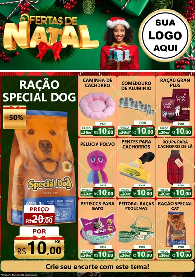 Modelo de Encarte para Encarte A4 Vertical com o tema Ofertas de Natal para Pet Shop