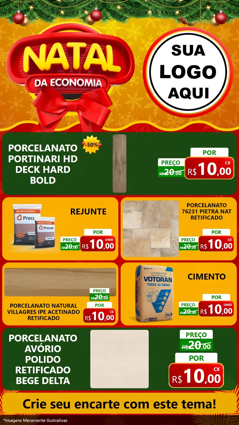 Modelo de TV para TV Vertical com o tema Natal da Economia para Pisos e revestimentos