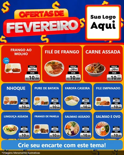 Modelo de Rede Social para Feed Instagram com o tema Ofertas de Fevereiro para Restaurante
