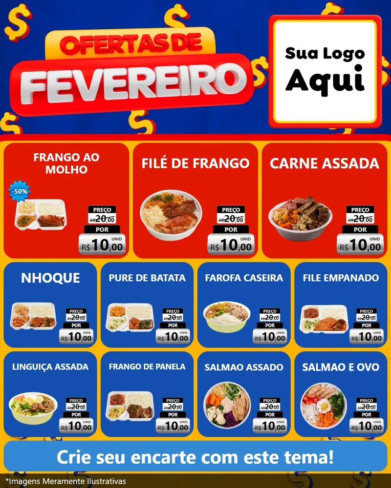 Modelo de Rede Social para Feed Instagram com o tema Ofertas de Fevereiro para Restaurante