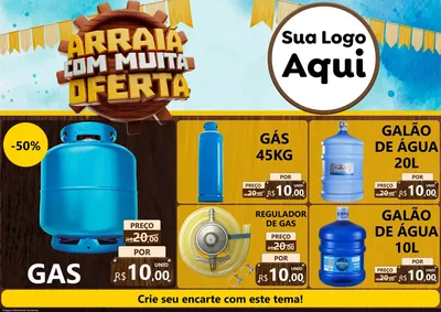 Modelo de Encarte para Encarte A4 Horizontal com o tema Ofertas de São João - Junina para Água e gás