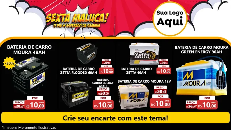 Modelo de TV para TV Horizontal com o tema Sexta Maluca! para Baterias Elétricas