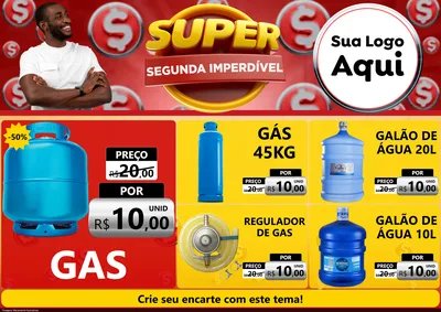 Modelo de Encarte para Encarte A4 Horizontal com o tema Super Segunda Imperdível para Água e gás