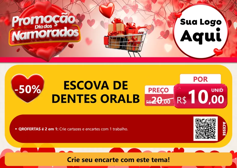 Modelo de Cartaz para Cartaz A4 Horizontal com o tema Promoção Dia dos Namorados para Higiene Pessoal