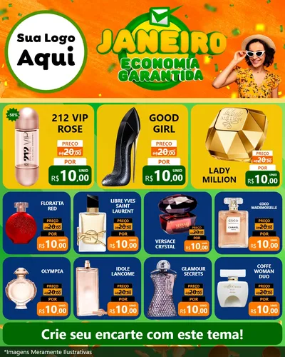 Modelo de Rede Social para Feed Instagram com o tema Janeiro - Economia Garantida para Perfumes