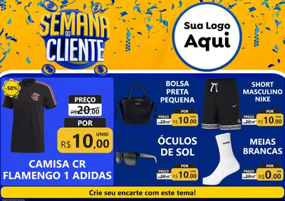 Modelo de Encarte para Encarte A4 Horizontal com o tema Semana do Cliente para Roupas e acessórios