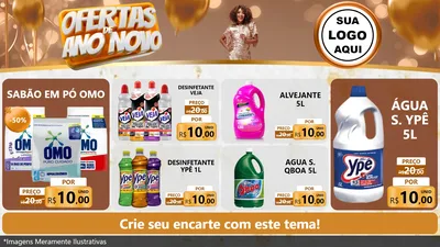 Modelo de TV para TV Horizontal com o tema Ofertas de Ano Novo para Produtos de Limpeza