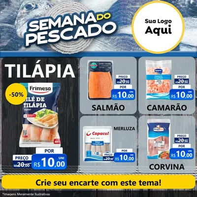 Modelo de Rede Social para Feed Facebook com o tema Semana do Pescado para Peixaria
