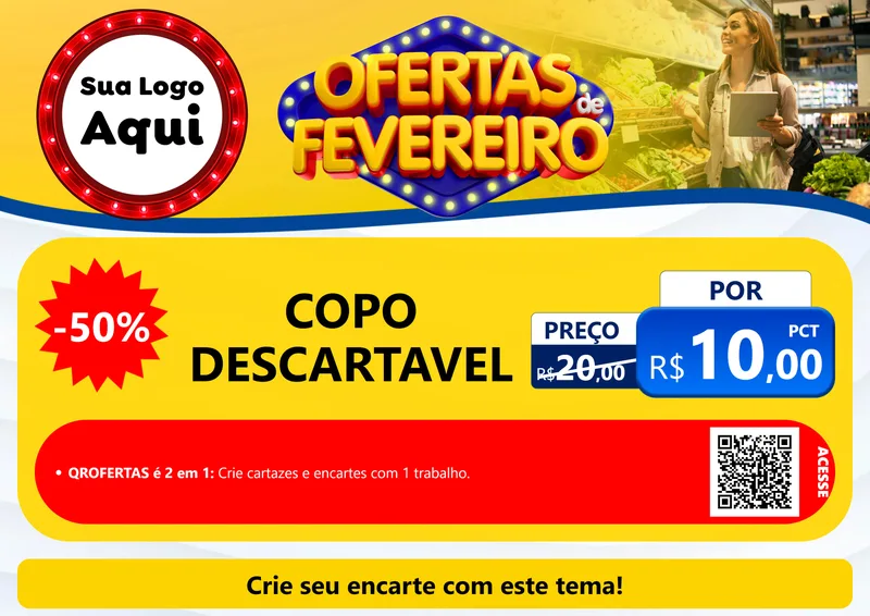 Modelo de Cartaz para Cartaz A4 Horizontal com o tema Ofertas de Fevereiro para Embalagens