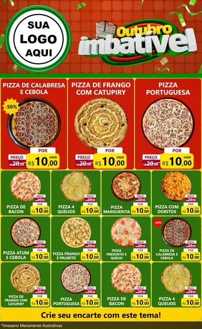 Modelo de Encarte para Encarte Grande com o tema Outubro Imbatível para Pizzaria
