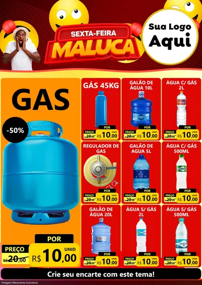 Modelo de Encarte para Encarte A4 Vertical com o tema Sexta-feira Maluca para Água e gás