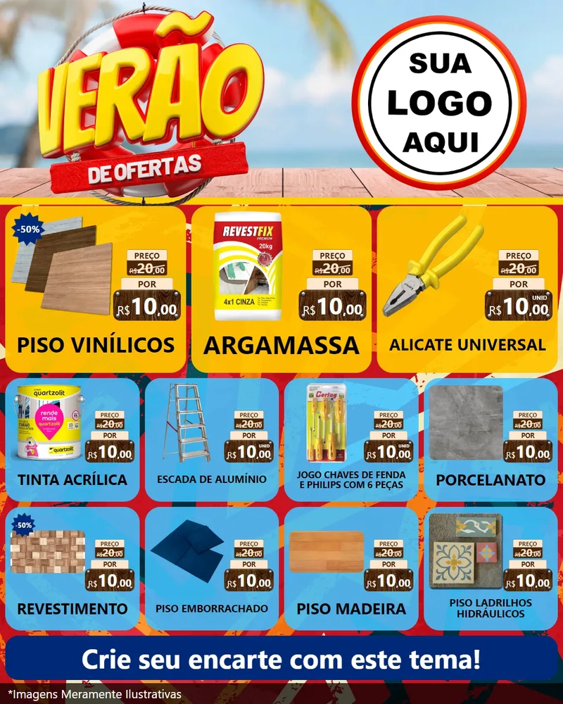 Modelo de Rede Social para Feed Instagram com o tema Verão de Ofertas para Material para Construção