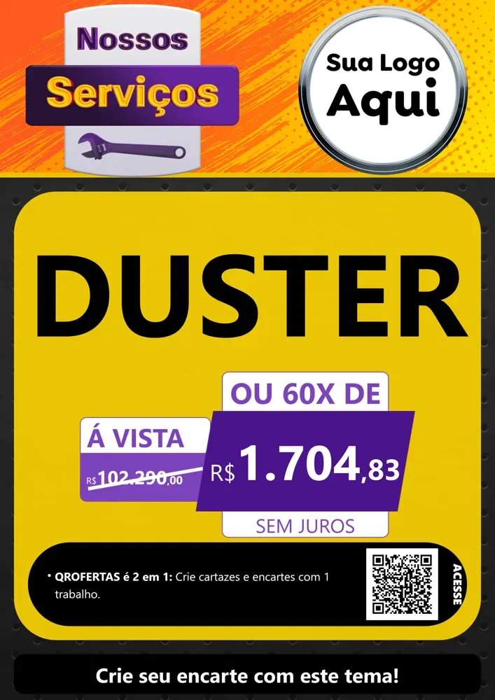 Modelo de Cartaz para Cartaz A4 Vertical com o tema Nossos Serviços para Concessionaria de Carros