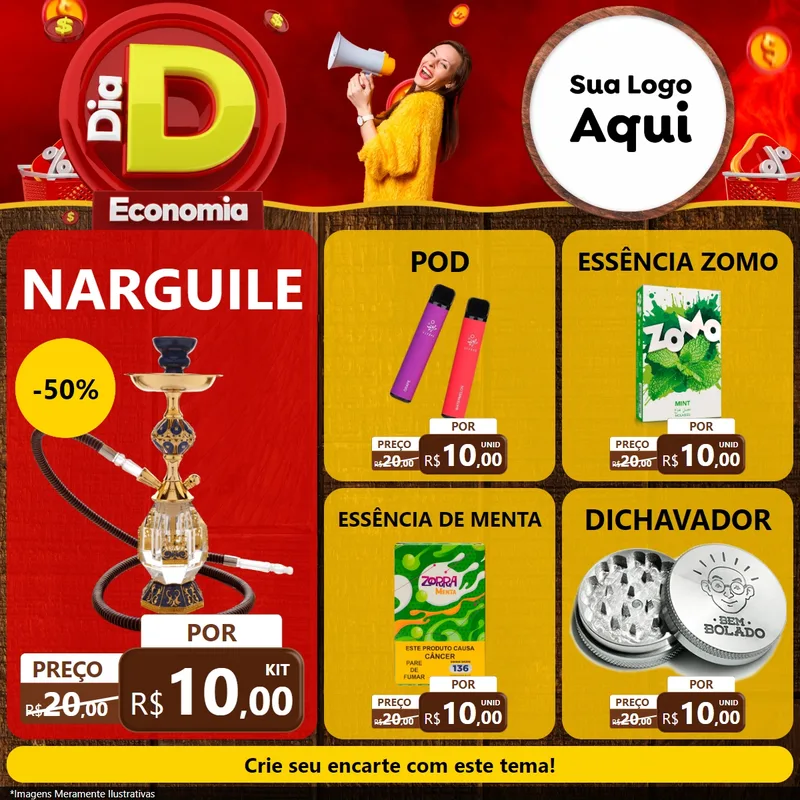Modelo de Rede Social para Feed Facebook com o tema Dia D Economia para Tabacaria