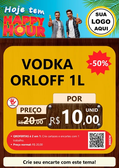 Modelo de Cartaz para Cartaz A4 Vertical com o tema Hoje Tem Happy Hour para Distribuidora de bebidas