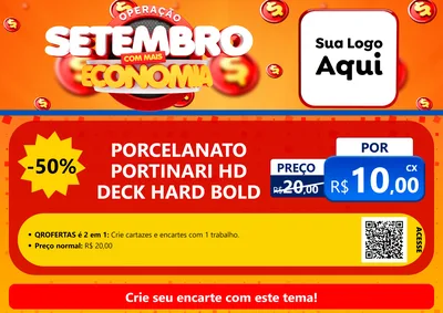 Modelo de Cartaz para Cartaz A4 Horizontal com o tema Operação Setembro Com Muita Economia para Pisos e revestimentos