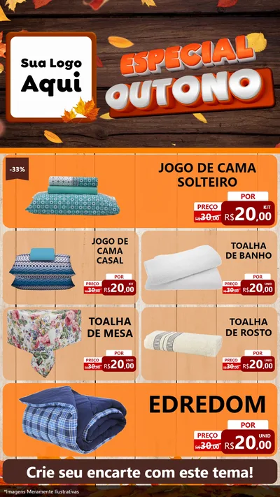 Modelo de TV para TV Vertical com o tema Especial Outono para Cama, Mesa e Banho