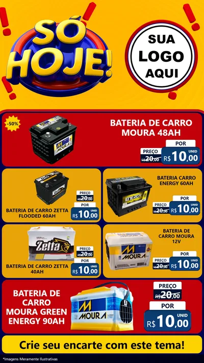 Modelo de TV para TV Vertical com o tema Só Hoje! para Baterias Elétricas