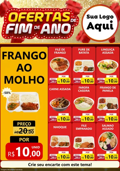 Modelo de Encarte para Encarte A4 Vertical com o tema Ofertas de Fim de Ano para Restaurante