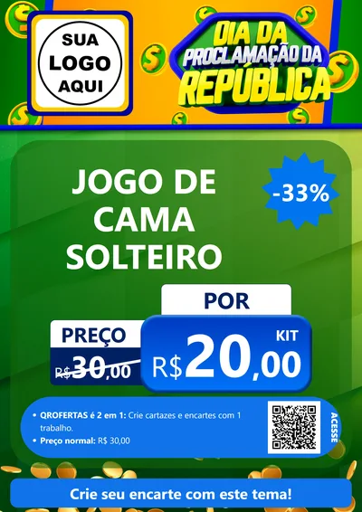 Modelo de Cartaz para Cartaz A4 Vertical com o tema Dia Da Proclamação da República para Cama, Mesa e Banho