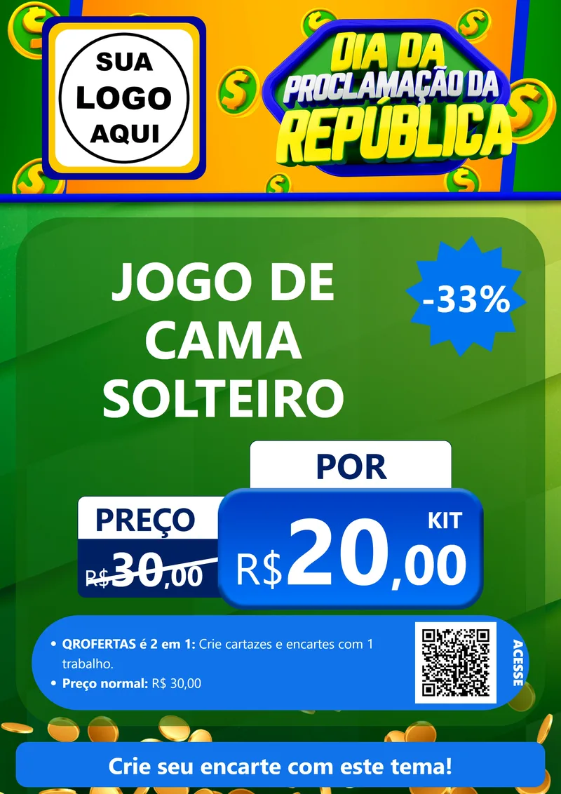 Modelo de Cartaz para Cartaz A4 Vertical com o tema Dia Da Proclamação da República para Cama, Mesa e Banho