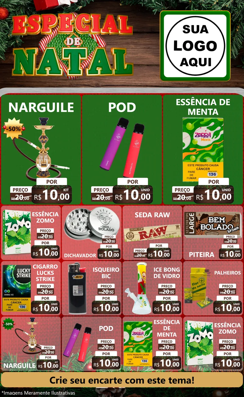Modelo de Encarte para Encarte Grande com o tema Especial de Natal para Tabacaria