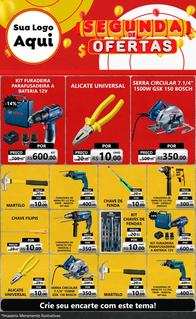 Modelo de Encarte para Encarte Grande com o tema Segunda de Ofertas para Maquinas e Ferramentas