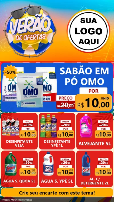 Modelo de Rede Social para Stories com o tema Verão de Ofertas para Produtos de Limpeza