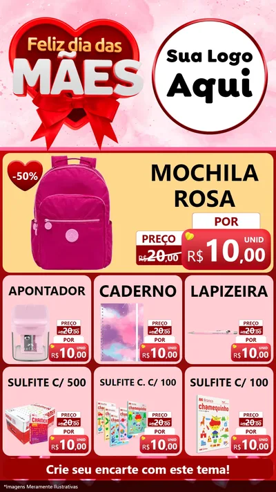 Modelo de Rede Social para Stories com o tema Feliz Dia Das Mães para Papelaria