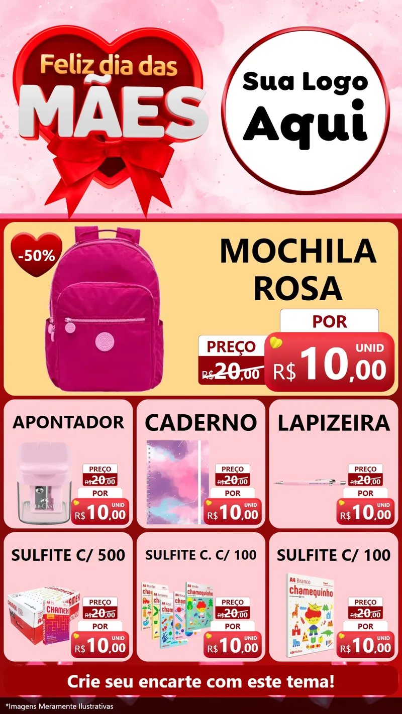 Modelo de Rede Social para Stories com o tema Feliz Dia Das Mães para Papelaria