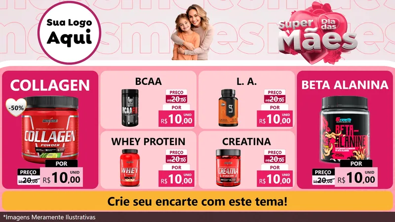 Modelo de TV para TV Horizontal com o tema Super Dia Das Mães para Suplementos alimentares