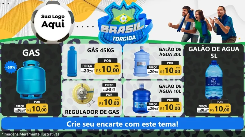 Modelo de TV para TV Horizontal com o tema Brasil Torcida - Copa para Água e gás