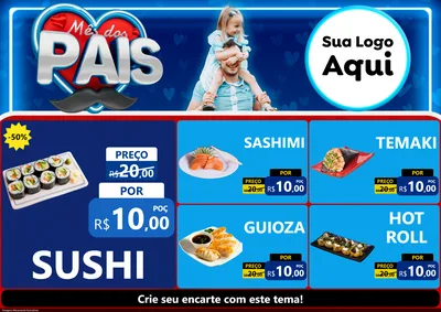 Modelo de Encarte para Encarte A4 Horizontal com o tema Mês Dos Pais para Comida japonesa
