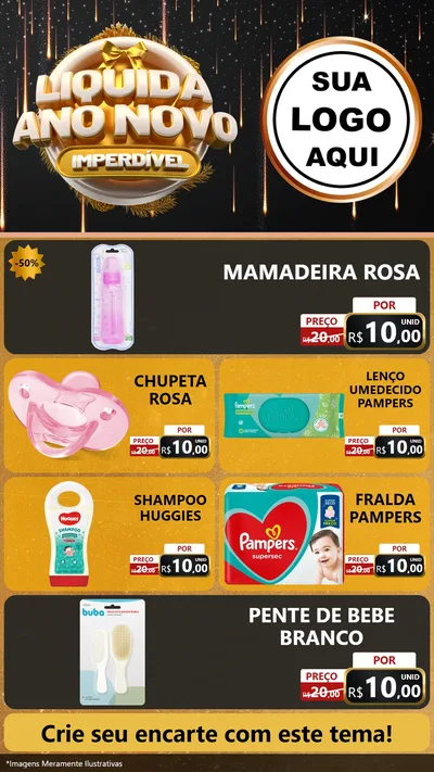 Modelo de TV para TV Vertical com o tema Liquida Ano Novo Imperdível para Bebês