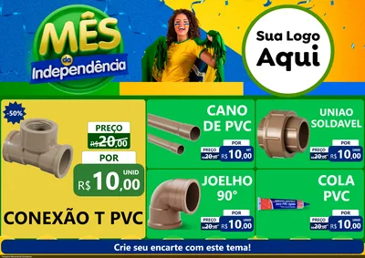 Modelo de Encarte para Encarte A4 Horizontal com o tema Mês da Independência para Tubos e conexões