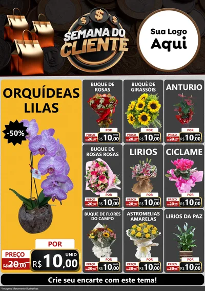 Modelo de Encarte para Encarte A4 Vertical com o tema Semana do Cliente para Floricultura e jardim