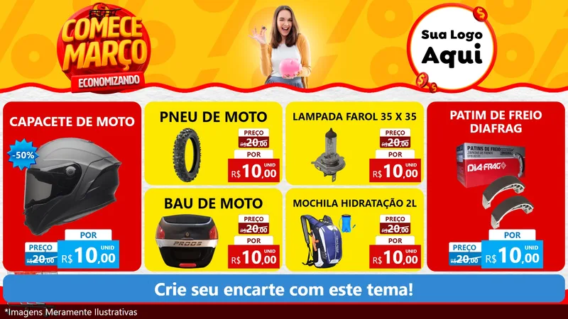 Modelo de TV para TV Horizontal com o tema Comece Março Economizando para Moto peças