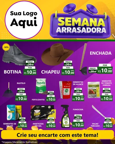 Modelo de Rede Social para Feed Instagram com o tema Semana Arrasadora para Agropecuária