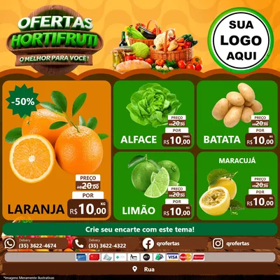 Modelo de Rede Social para Feed Facebook com o tema Ofertas Hortifruti - O Melhor Para Você! para Hortifrúti