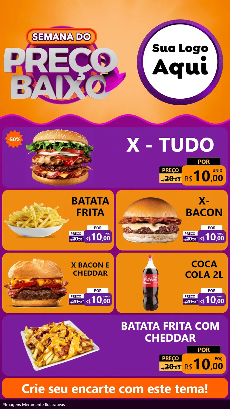 Modelo de TV para TV Vertical com o tema Semana do Preço Baixo para Hamburgueria